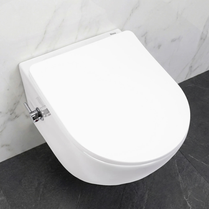 REA-C9701 - Závesné WC CARLO LUX s bidetovou sprchou a sedátkom, keramika/biela