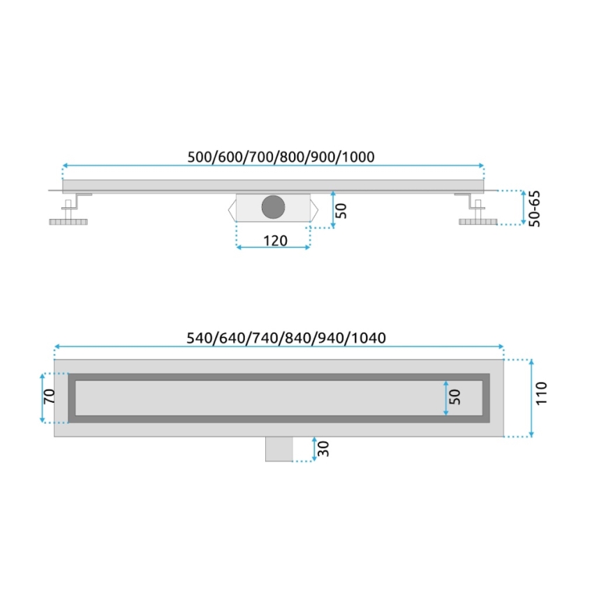 REA-G2501 - Odtokový žľab NEOX 60 cm z nerezovej ocele