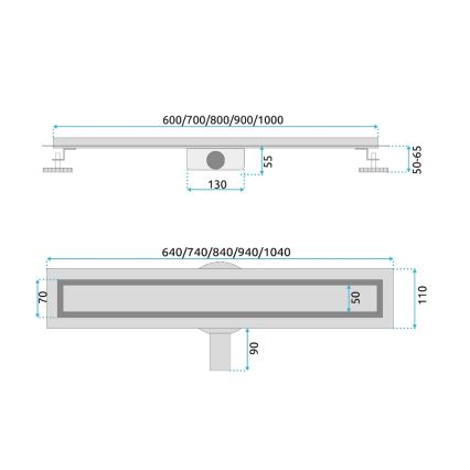 REA-G2704 - Odtokový žľab NEOX PRO 90 cm nerezová oceľ/brúsené zlato