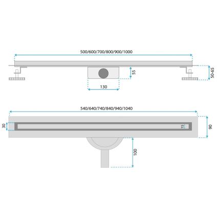 REA-G2710 - Odtokový žľab NEOX SLIM 80 cm nerezová oceľ/čierna