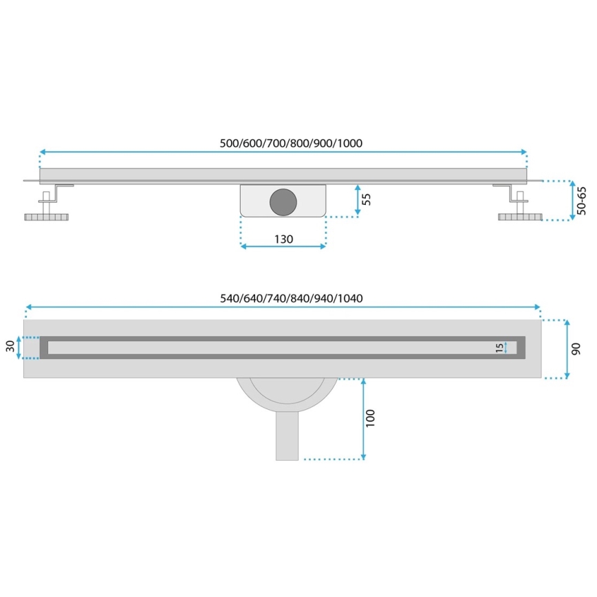 REA-G2710 - Odtokový žľab NEOX SLIM 80 cm nerezová oceľ/čierna
