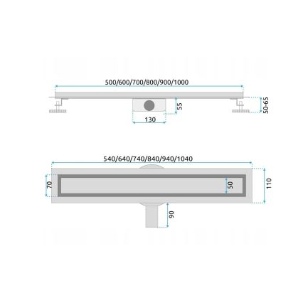 REA-G5808 - Odtokový žľab NEOX PRO 70 cm z nerezovej ocele
