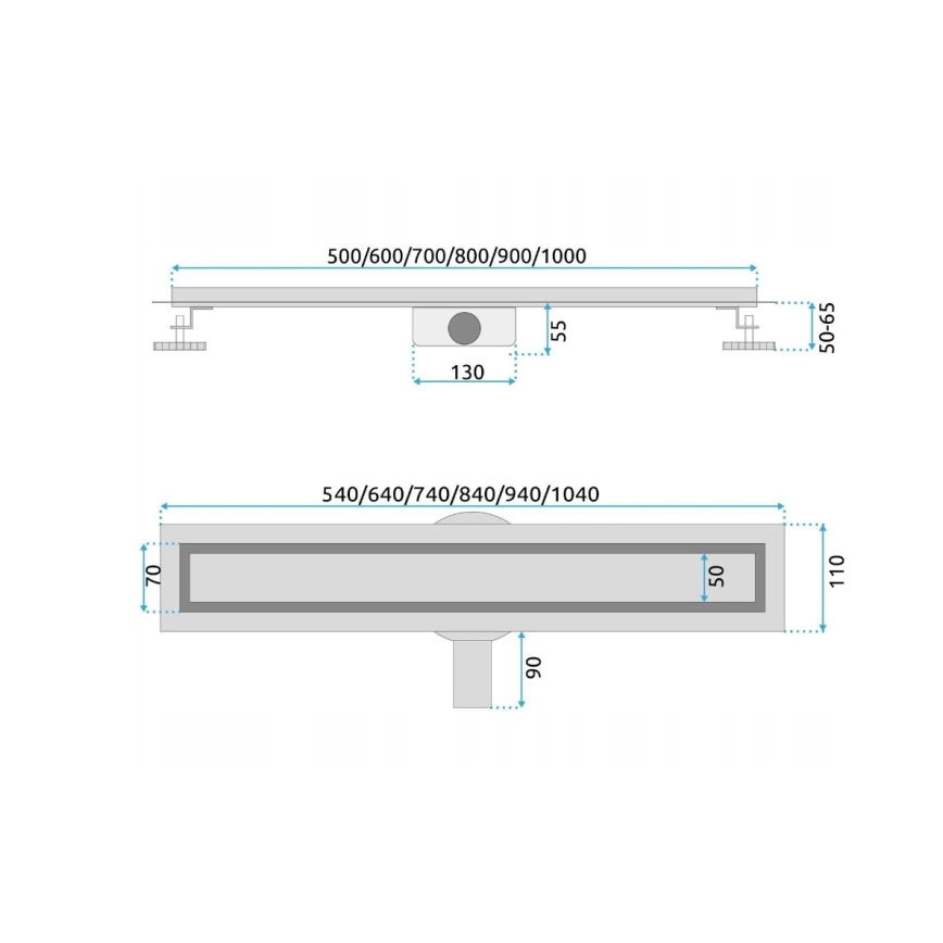 REA-G5808 - Odtokový žľab NEOX PRO 70 cm z nerezovej ocele