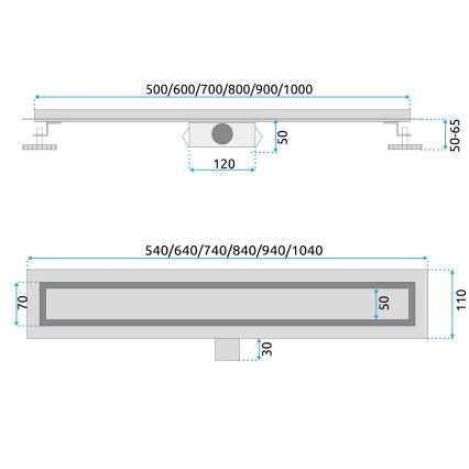 REA-G6600 - Odtokový žľab PURE NEOX 50 cm matná čierna