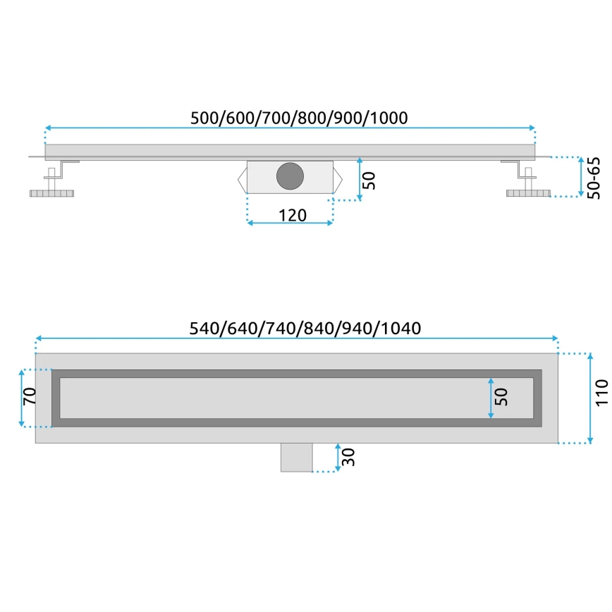 REA-G6602 - Odtokový žľab PURE NEOX 70 cm matná čierna