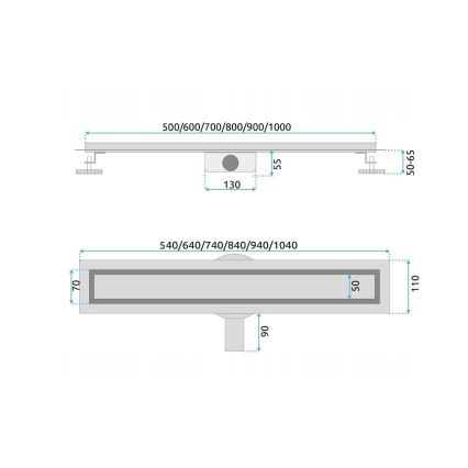 REA-G7802 - Odtokový žľab NEOX PRO 70 cm nerezová oceľ/čierna