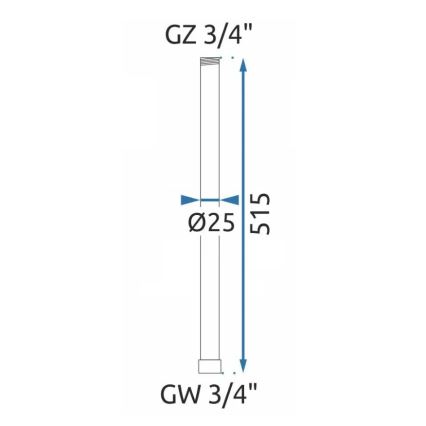 REA-K0881 - Predlžovacia tyč k sprchovej/vaňovej súprave 51,5 cm, lesklý chróm