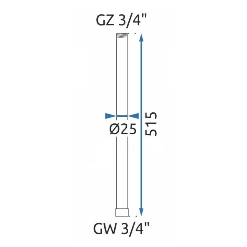 REA-K0881 - Predlžovacia tyč k sprchovej/vaňovej súprave 51,5 cm, lesklý chróm
