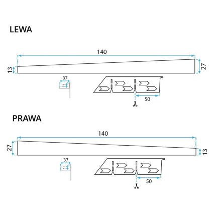 REA-K3218 - Spádová lišta 140 cm čierna