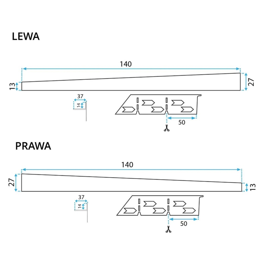 REA-K3218 - Spádová lišta 140 cm čierna