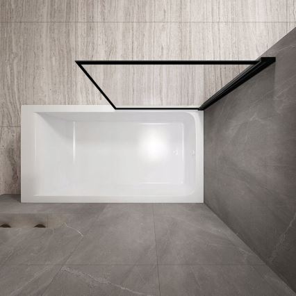 REA-K7390 - Vaňová zástena LAGOS 140x80 cm čierna/číra