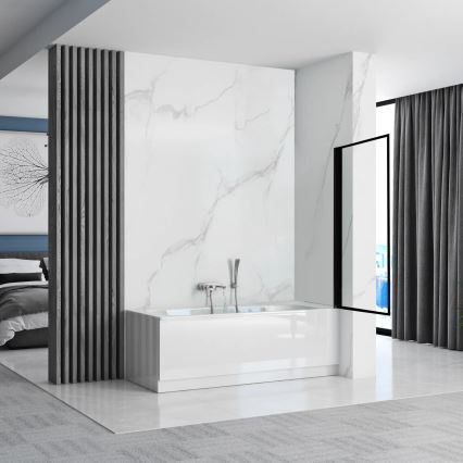 REA-K7633 - Pohyblivá vaňová zástena LAGOS 140x80 cm čierna/číra