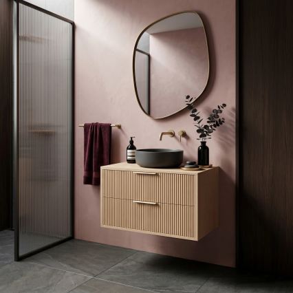 REA-M0409 - Závesná kúpeľňová skrinka pod umývadlo MONO 80x48,5 cm béžová