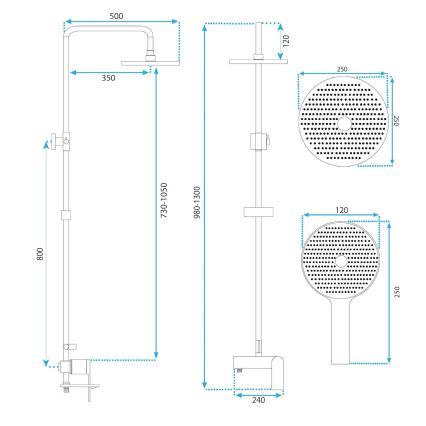 REA-P2400 - Sprchová súprava s batériou AVALON, brúsené zlato
