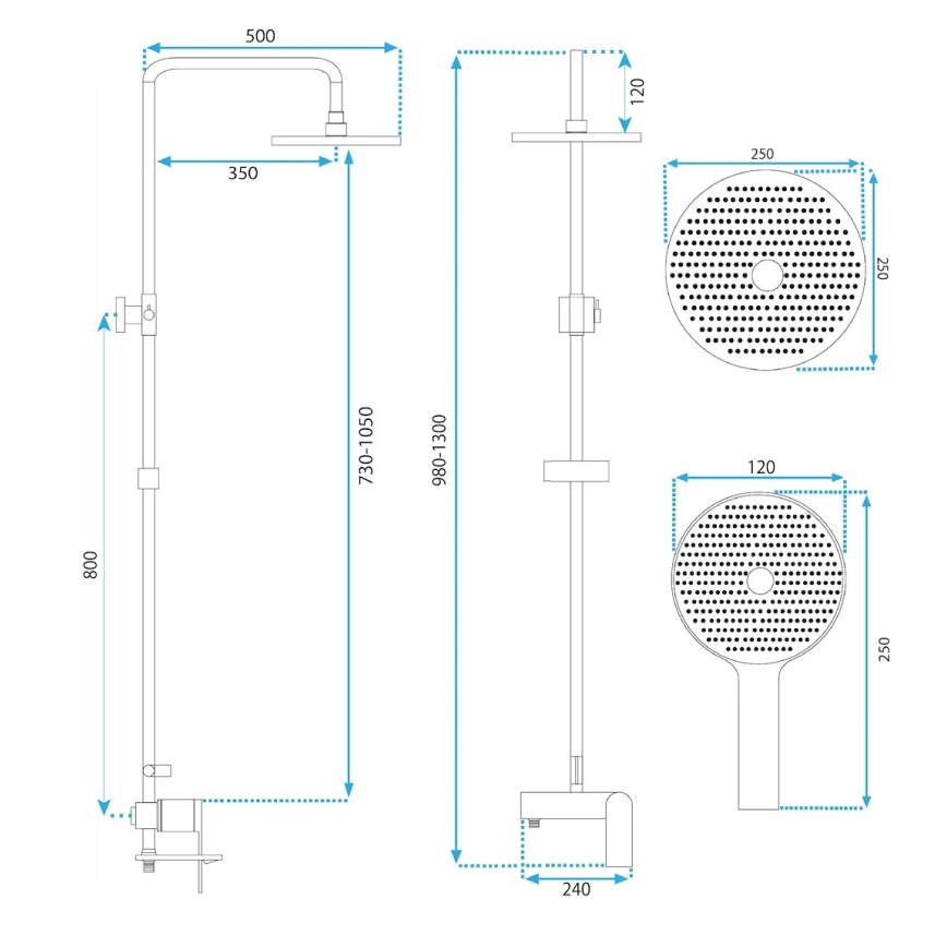 REA-P2400 - Sprchová súprava s batériou AVALON, brúsené zlato