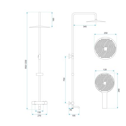 REA-P5960 - Sprchová súprava s termostatickou batériou LUNGO DIAMOND zlatá