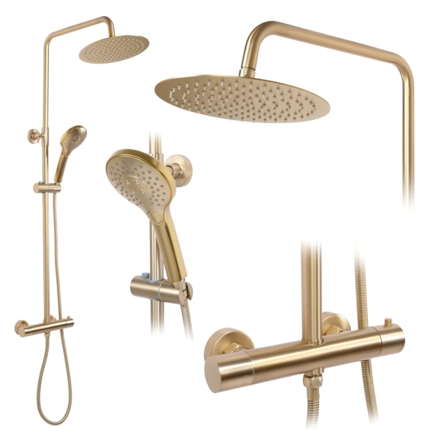REA-P6602 - Sprchová sada s termostatickou batériou VINCENT v brúsenom zlate