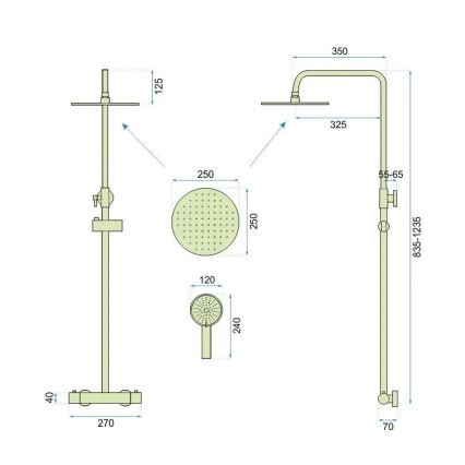 REA-P6602 - Sprchová sada s termostatickou batériou VINCENT v brúsenom zlate