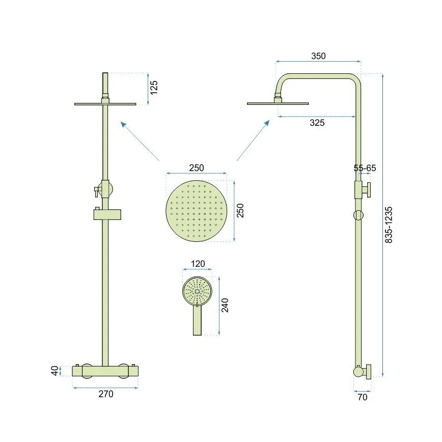 REA-P6602 - Sprchová sada s termostatickou batériou VINCENT v brúsenom zlate