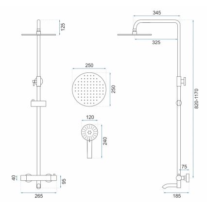 REA-P6604 - Sprchová súprava s termostatickou batériou LUNGO, brúsené zlato