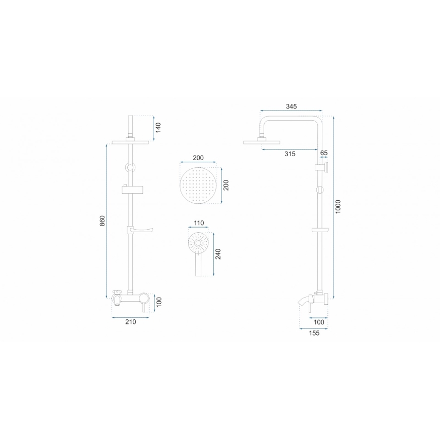 REA-P7005 - Sprchová súprava LUIS matná čierna