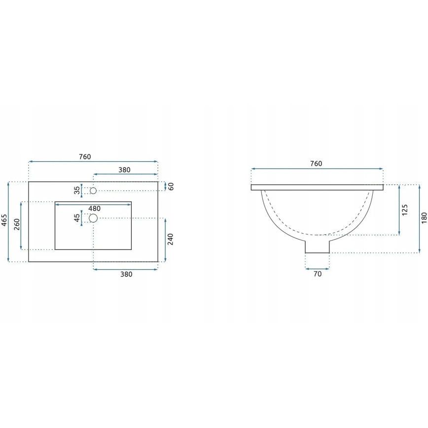 REA-U0040 - Zapustené umývadlo DAFNE 46,5x76 cm keramika/lesklá biela