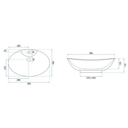 REA-U0160 - Umývadlo na dosku ROSA 38,5x58,5 cm keramika/lesklá biela