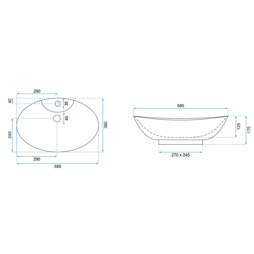 REA-U0160 - Umývadlo na dosku ROSA 38,5x58,5 cm keramika/lesklá biela