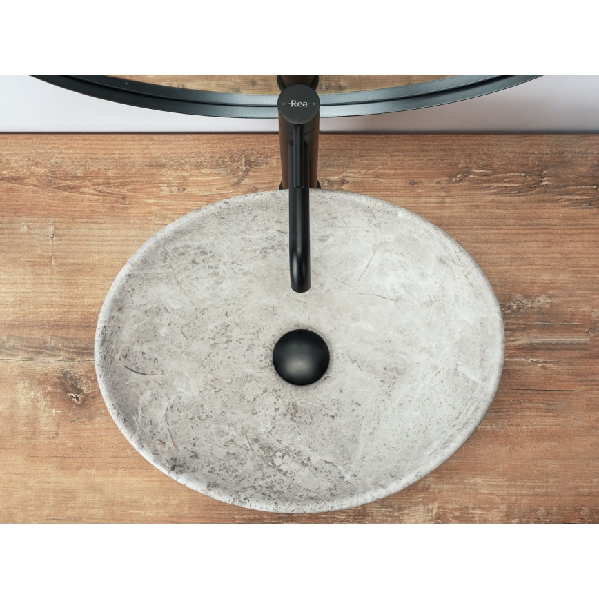 REA-U0165 - Umývadlo na dosku SOFIA 34,5x41 cm keramika/svetlý kameň