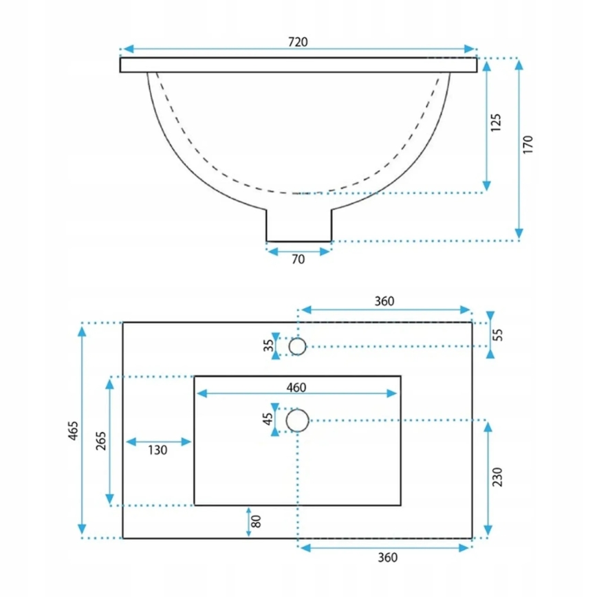 REA-U0190 - Zapustené umývadlo DAFNE 46,5x72 cm keramika/lesklá biela