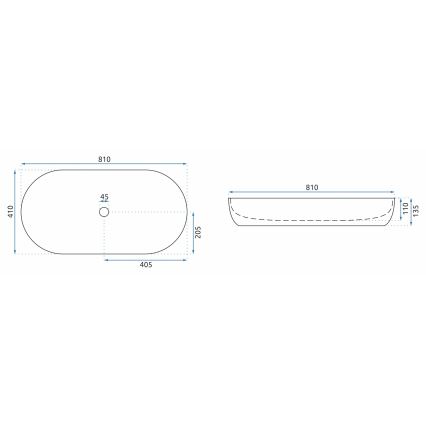 REA-U0563 - Umývadlo na dosku CLEO 41x81 cm keramika/lesklá biela