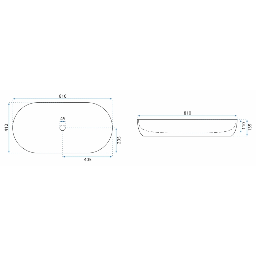 REA-U0563 - Umývadlo na dosku CLEO 41x81 cm keramika/lesklá biela