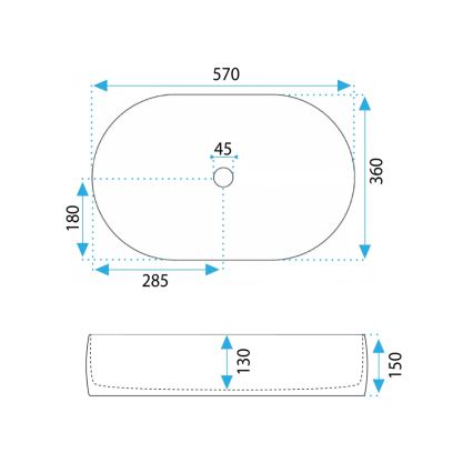 REA-U0600 - Umývadlo na dosku ALMA 36x57 cm keramika/lesklá biela