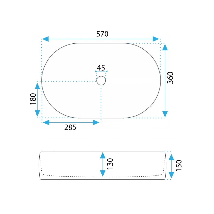 REA-U0600 - Umývadlo na dosku ALMA 36x57 cm keramika/lesklá biela