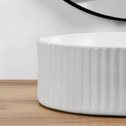 REA-U0601 - Umývadlo na dosku DELIA 36 cm lesklé biele/imitácia kameňa