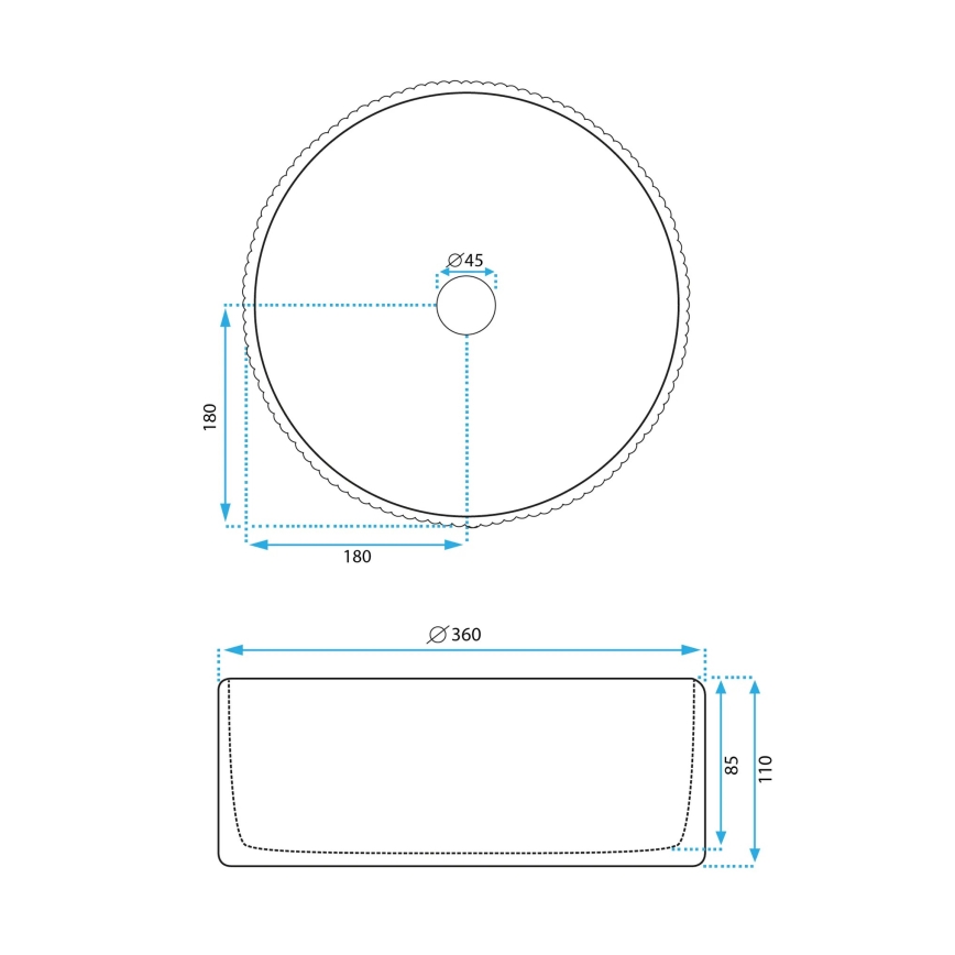 REA-U0601 - Umývadlo na dosku DELIA 36 cm lesklé biele/imitácia kameňa