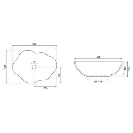 REA-U0618 - Umývadlo na dosku PEARL 38x50,5 cm keramika/béžová/imitácia kameňa