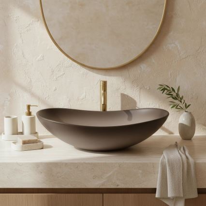 REA-U0626 - Umývadlo na dosku ROYAL 36x62 cm keramika/hnedá
