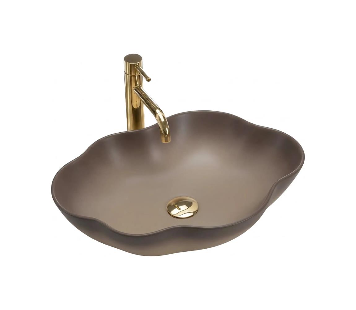 REA-U0629 - Umývadlo na dosku PEARL 38x50,5 cm keramika/hnedá REA-U0629