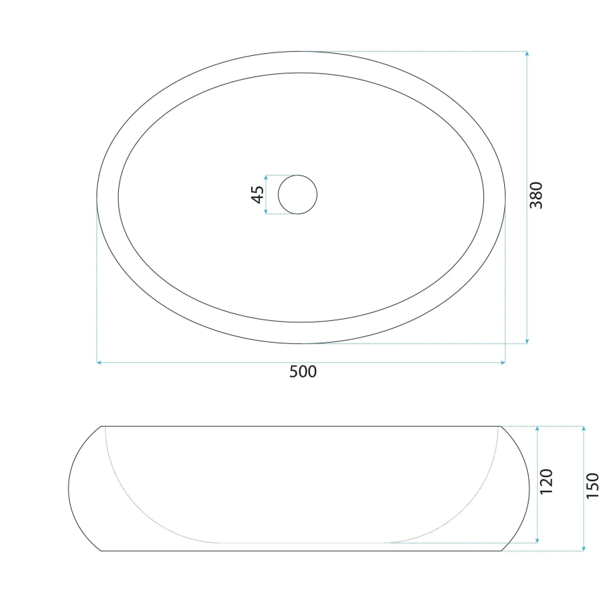 REA-U0633 - Umývadlo na dosku MIKA GABRO 38x50 cm sivá/imitácia kameňa