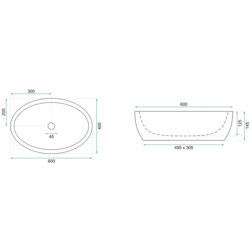 REA-U0656 - Umývadlo na dosku MELANIA 40,5x60 cm keramika/lesklá biela