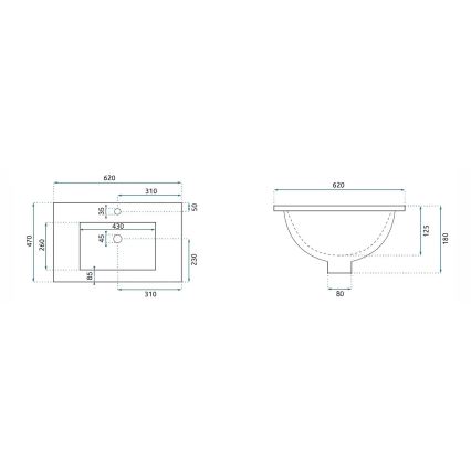 REA-U0786 - Zapustené umývadlo DAFNE 47x62 cm keramika/lesklá biela