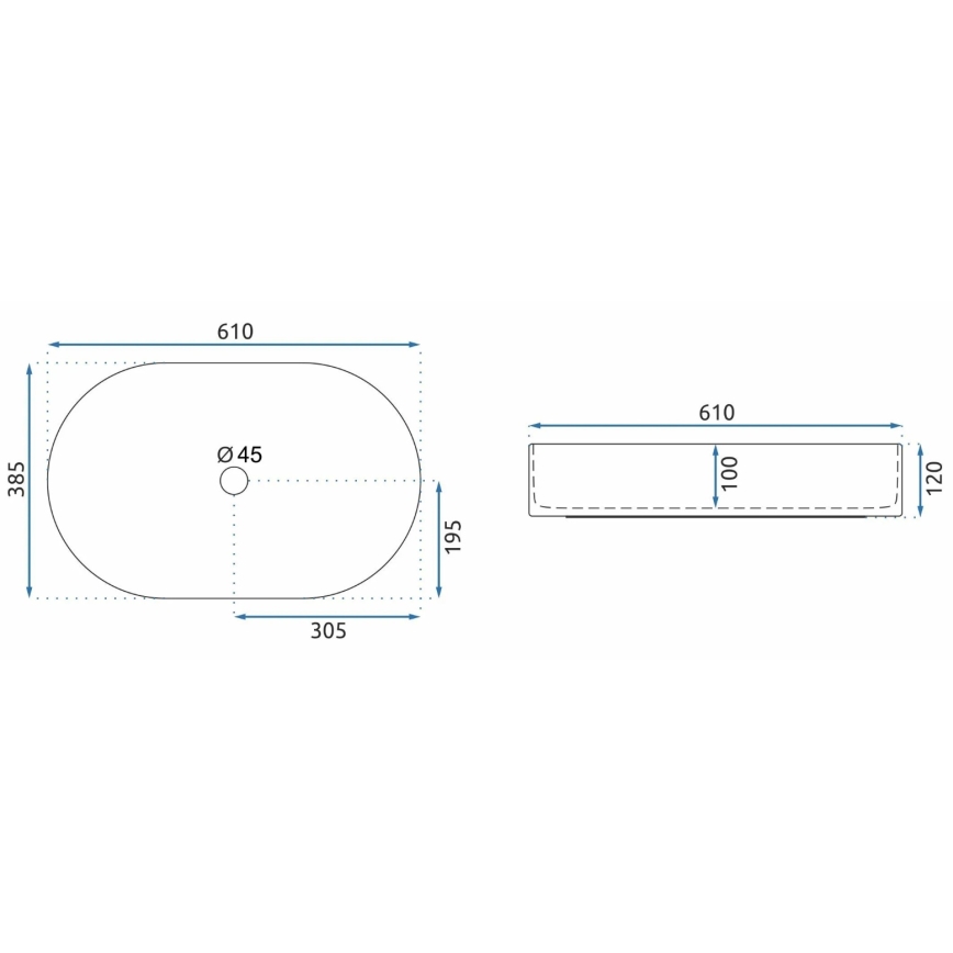 REA-U1055 - Umývadlo na dosku NADIA 38,5x61 cm keramika/lesklá biela