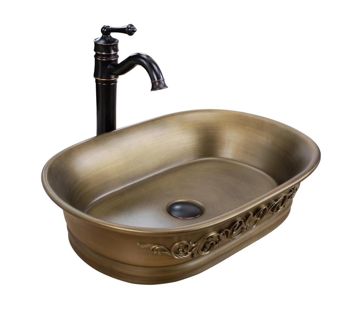 REA-U3305 -  Umývadlo na dosku WILMA RUSTIC 38x55 cm keramika/medená REA-U3305