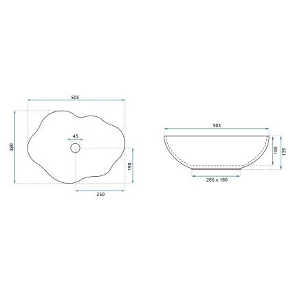 REA-U3309 - Umývadlo na dosku PEARL 38x50,5 cm keramika/pestrofarebné