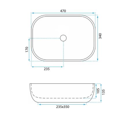 REA-U3323 - Umývadlo na dosku BELINDA 33,5x46,5 cm keramika/imitácia kameňa