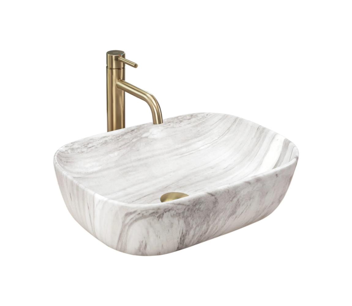 REA-U3324 - Umývadlo na dosku BELINDA 33x46 cm keramika/šedá/imitácia kameňa REA-U3324