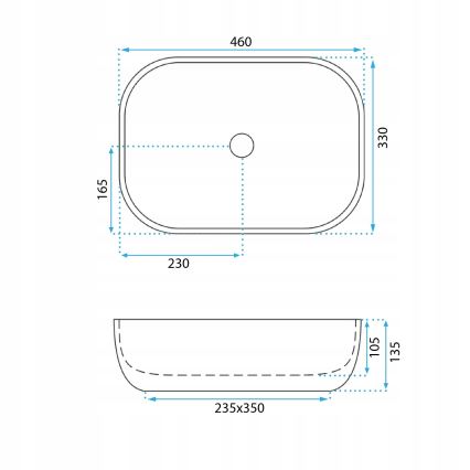 REA-U3324 - Umývadlo na dosku BELINDA 33x46 cm keramika/šedá/imitácia kameňa