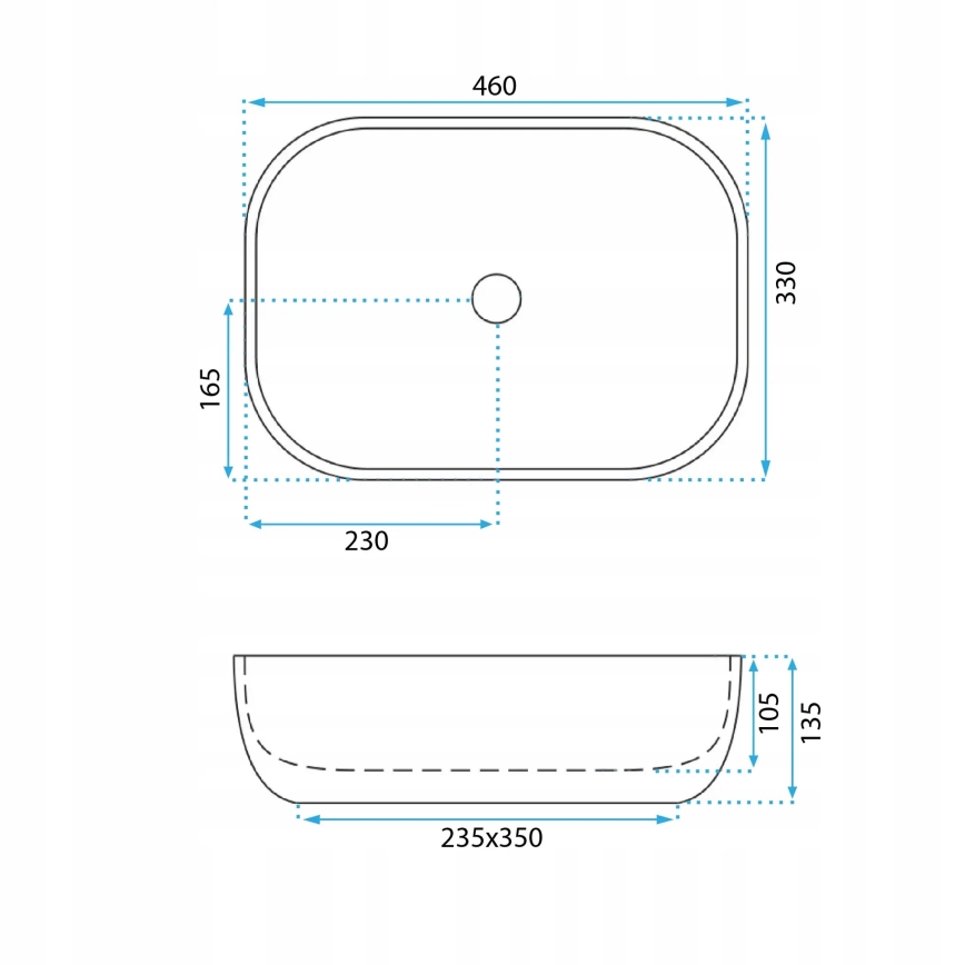 REA-U3324 - Umývadlo na dosku BELINDA 33x46 cm keramika/šedá/imitácia kameňa