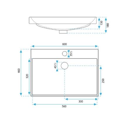 REA-U3326 - Zapustené umývadlo MANDY 46x60 cm keramika/lesklá biela